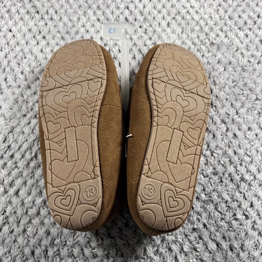 Cat Jack Toddler Girls Brown Moccasin Slippers‎ Fuzzy Lined Bow Size 13 NWT